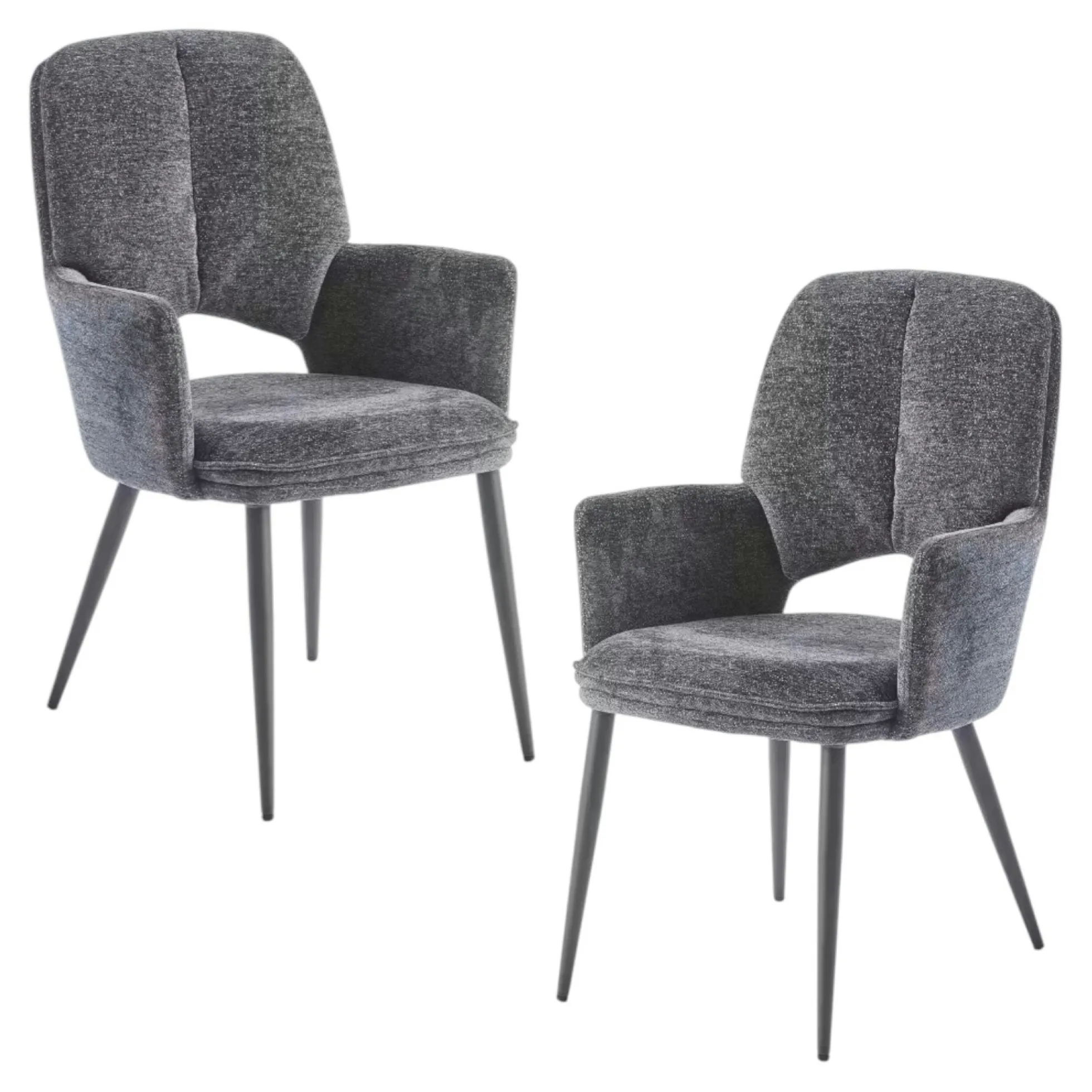 Fauteuil de table gris foncé à dossier ouvert (lot de 2) LIGURIE