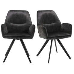 Fauteuil de table gris foncé moderne (lot de 2) CORTINA