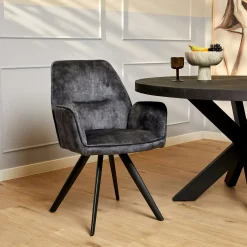 Fauteuil de table gris foncé moderne (lot de 2) CORTINA