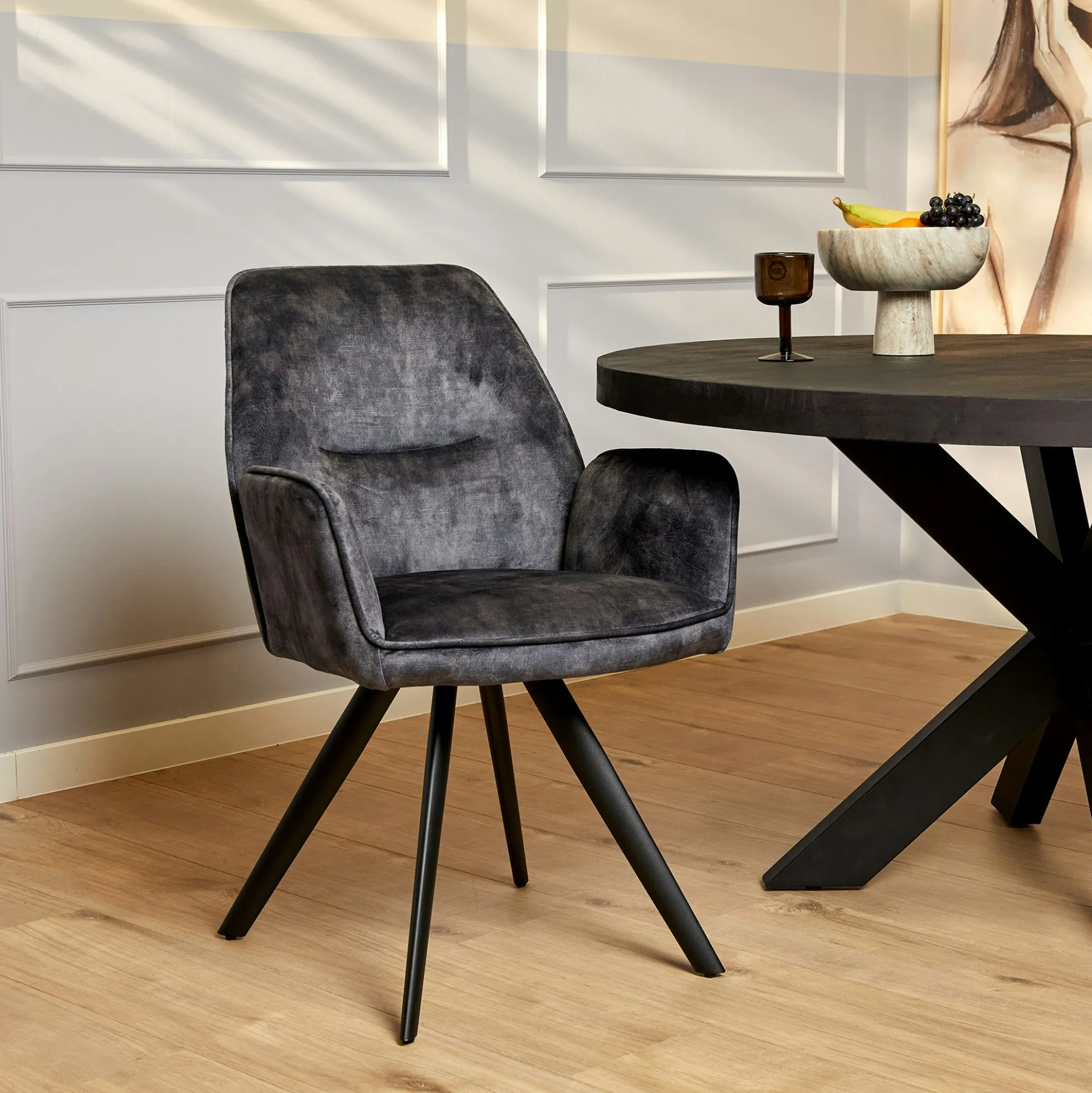 Fauteuil de table gris foncé moderne (lot de 2) CORTINA