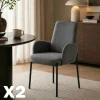 Fauteuil de table gris foncé pieds noirs (x2) AUREN