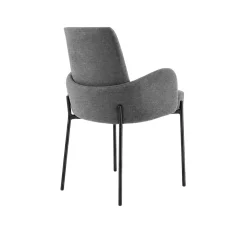 Fauteuil de table gris foncé pieds noirs (x2) AUREN