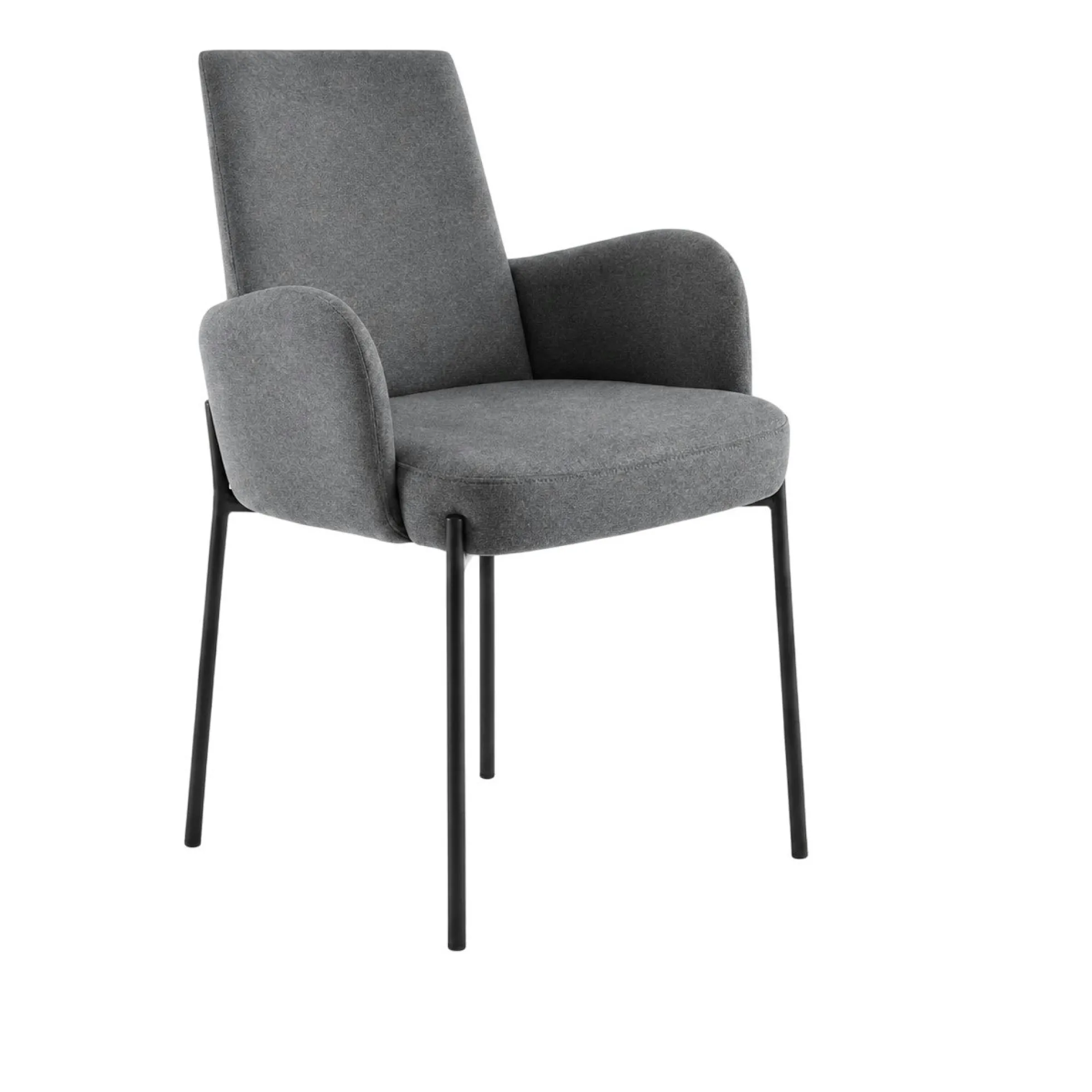 Fauteuil de table gris foncé pieds noirs (x2) AUREN
