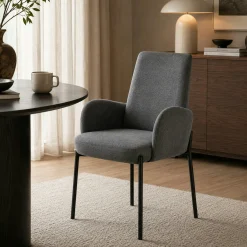 Fauteuil de table gris foncé pieds noirs (x2) AUREN