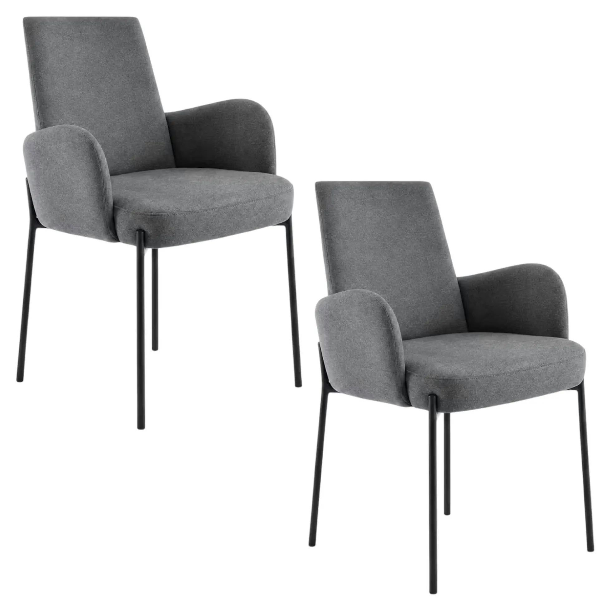 Fauteuil de table gris foncé pieds noirs (x2) AUREN