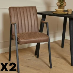 Fauteuil de table marron à bandes (lot de 2) CORTINA