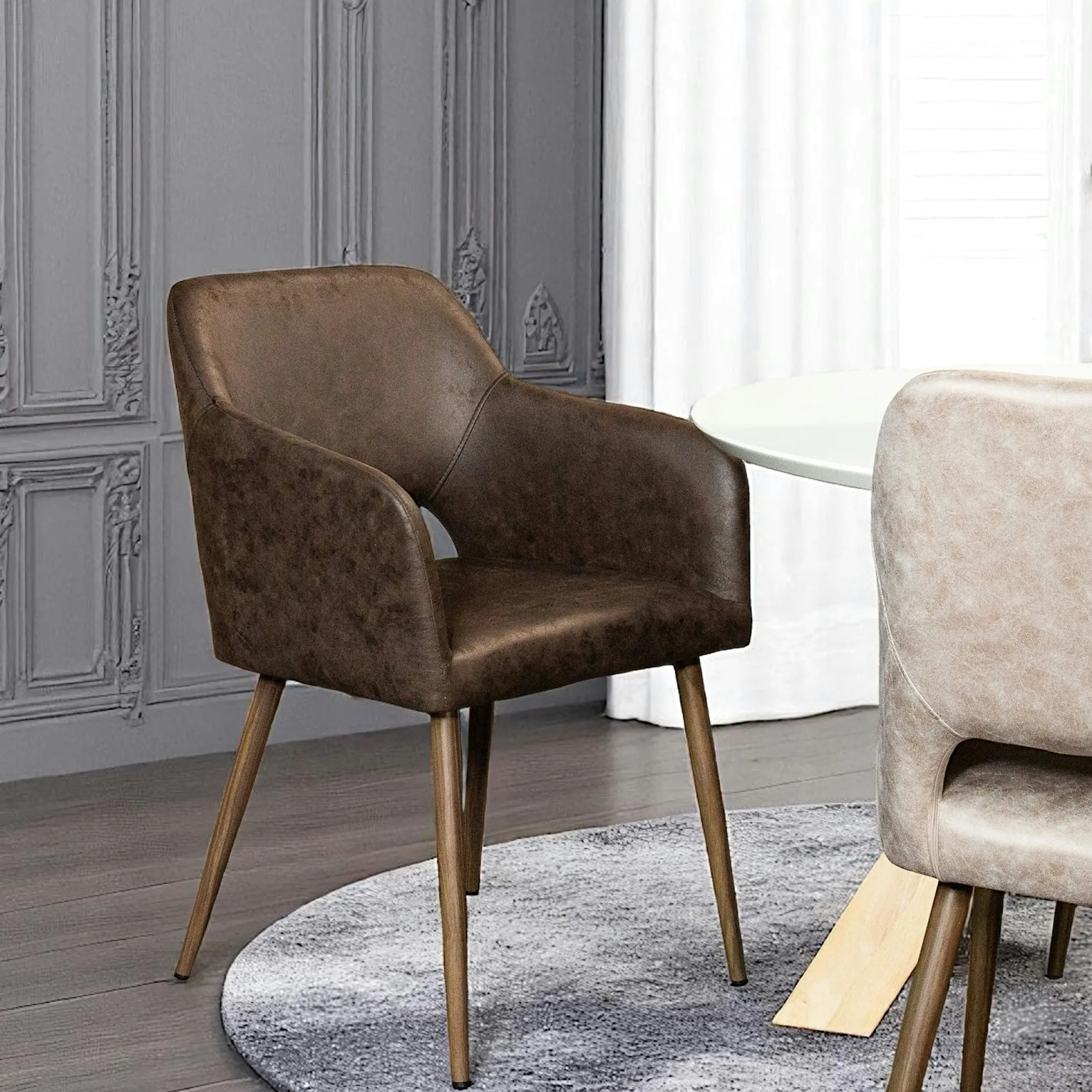 Fauteuil de table marron chocolat (lot de 2)