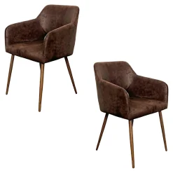 Fauteuil de table marron chocolat (lot de 2)