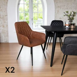 Fauteuil de table marron vintage (lot de 2) SAVONE