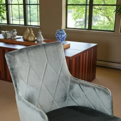 Fauteuil de table moderne en velours gris (lot de 2) HAWAI