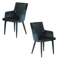 Fauteuil de table moderne en velours bleu (lot de 2) HAWAI