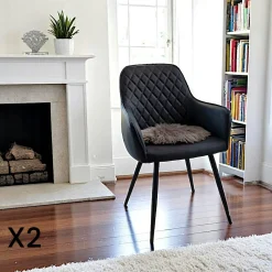 Fauteuil de table noir vintage (lot de 2) SAVONE
