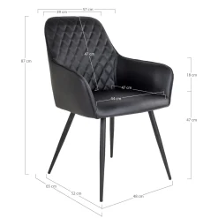 Fauteuil de table noir vintage (lot de 2) SAVONE