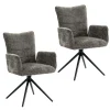 Fauteuil de table pivotant anthracite en tissu texturé (x2) RIVANO