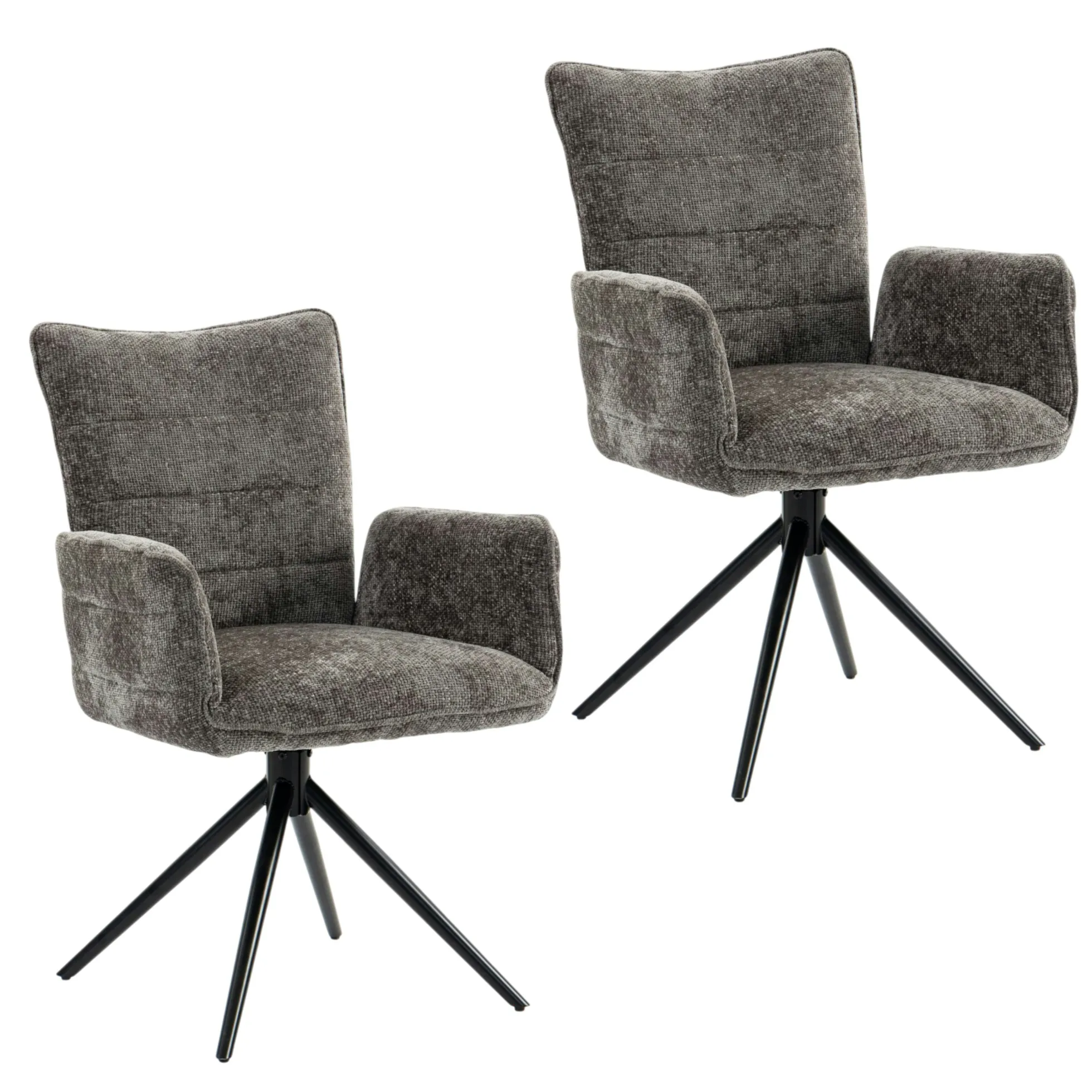 Fauteuil de table pivotant anthracite en tissu texturé (x2) RIVANO