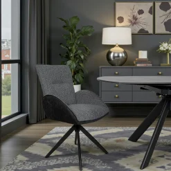 Fauteuil de table pivotant anthracite, bi-matière (lot de 2) AGADE
