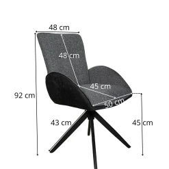 Fauteuil de table pivotant anthracite, bi-matière (lot de 2) AGADE