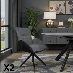 Fauteuil de table pivotant anthracite, bi-matière (lot de 2) AGADE