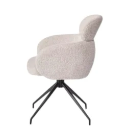 Fauteuil de table pivotant beige bouclette (lot de 2) LOMBARDIE