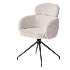 Fauteuil de table pivotant beige bouclette (lot de 2) LOMBARDIE