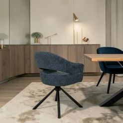 Fauteuil de table pivotant bleu à dos ouvert (lot de 2) IENA