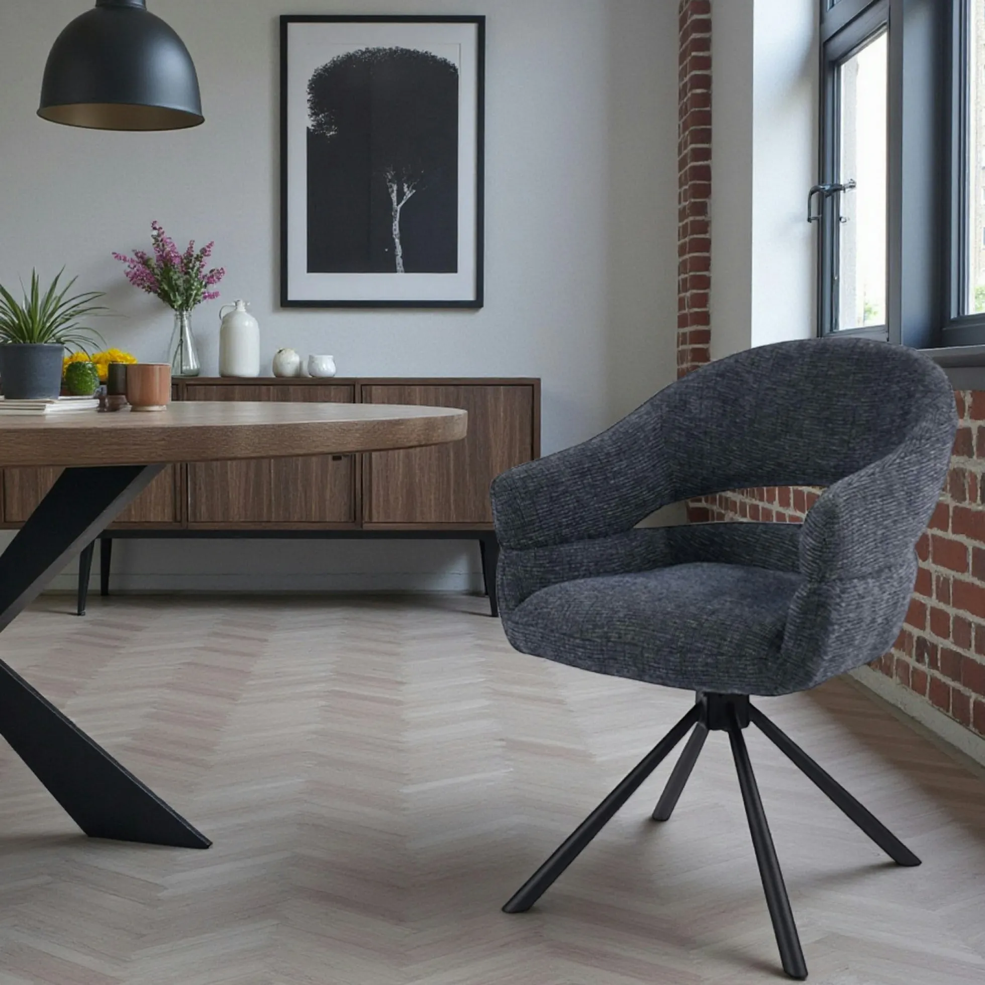 Fauteuil de table pivotant bleu à dos ouvert (lot de 2) IENA