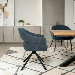 Fauteuil de table pivotant bleu à dos ouvert (lot de 2) IENA