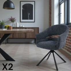 Fauteuil de table pivotant bleu à dos ouvert (lot de 2) IENA