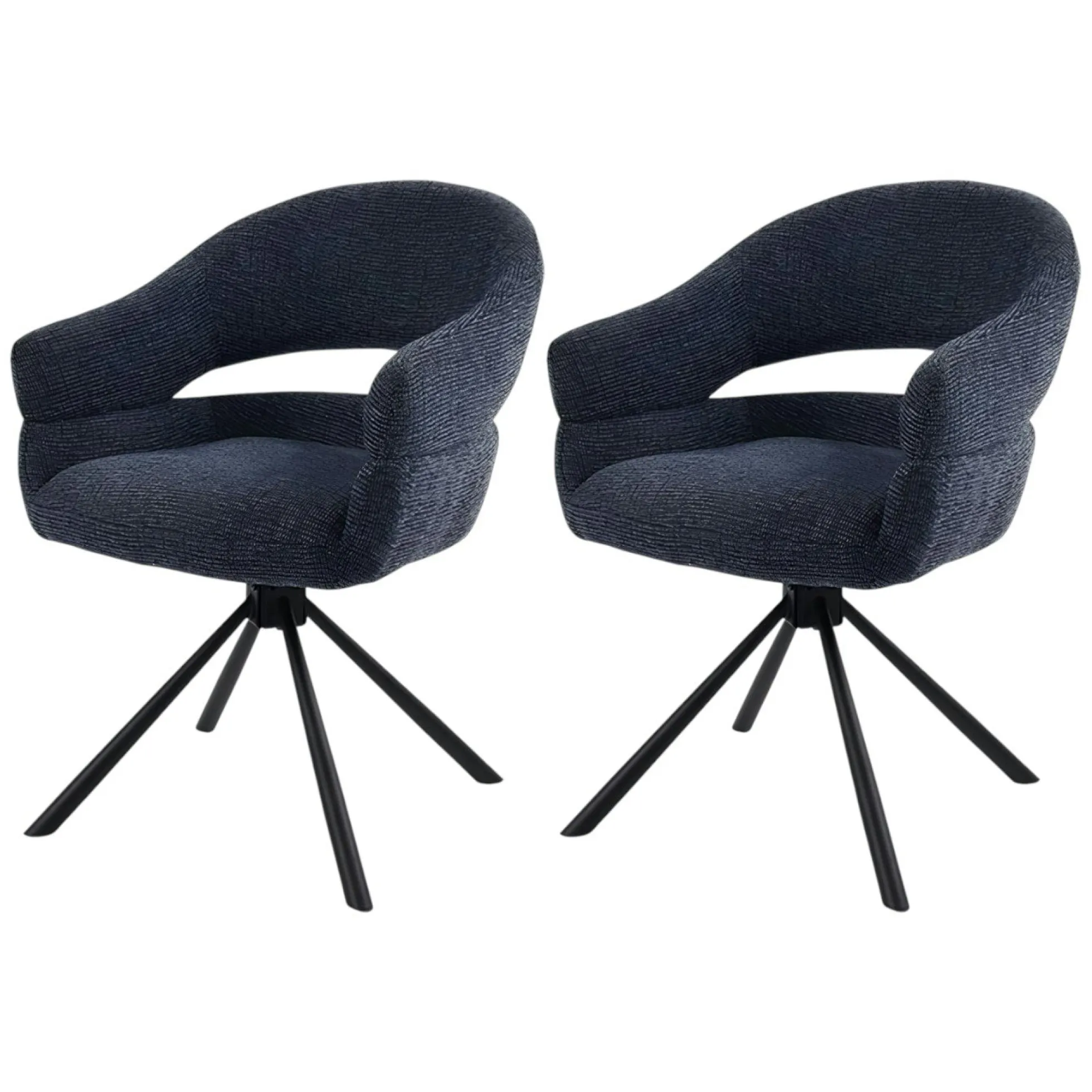 Fauteuil de table pivotant bleu à dos ouvert (lot de 2) IENA