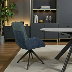 Fauteuil de table pivotant bleu, bi-matière (lot de 2) AGADE
