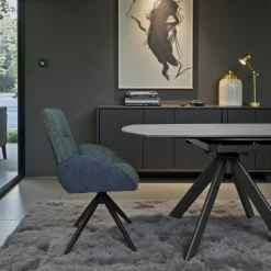 Fauteuil de table pivotant bleu, bi-matière (lot de 2) AGADE