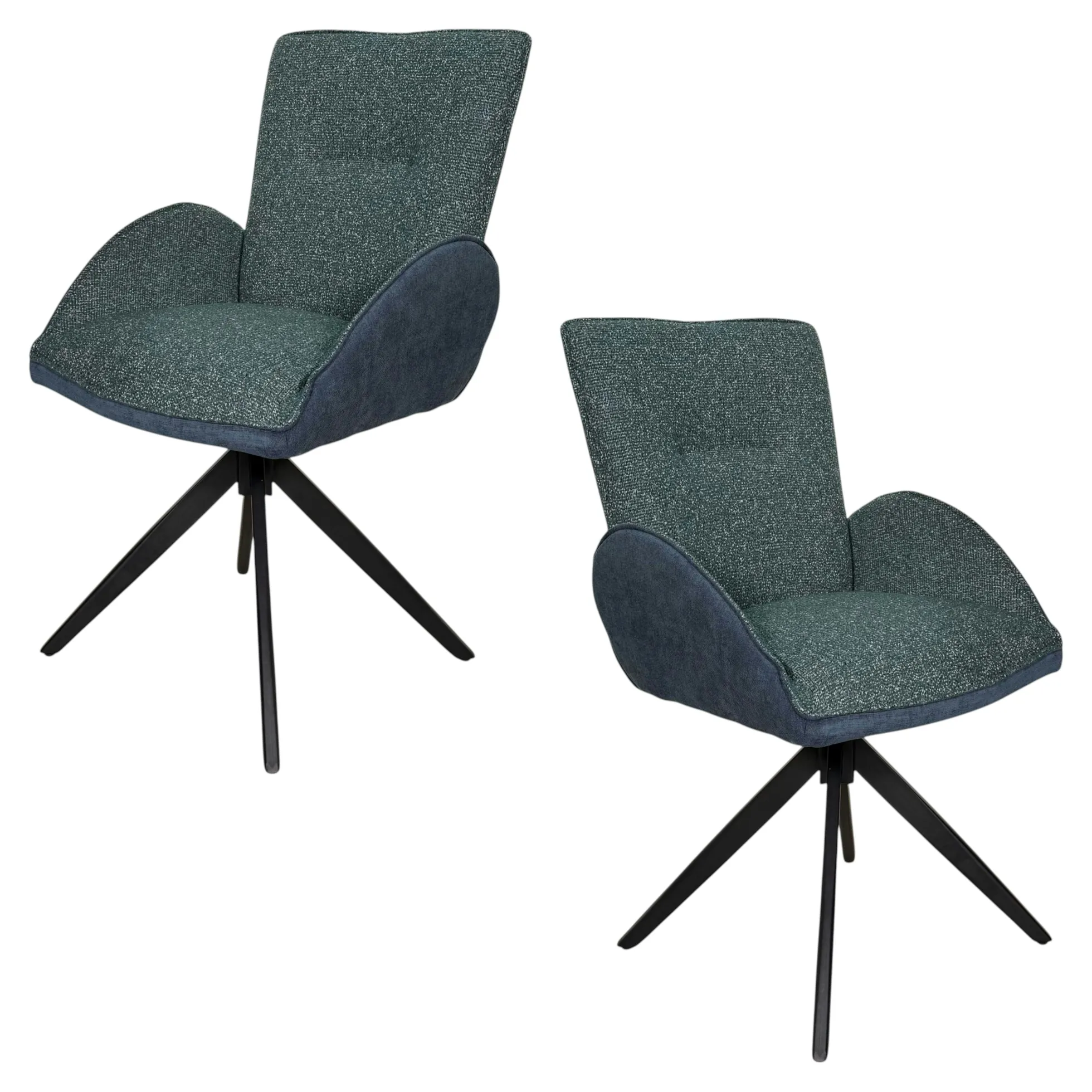 Fauteuil de table pivotant bleu, bi-matière (lot de 2) AGADE