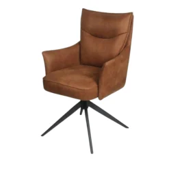 Fauteuil de table pivotant cognac à poignée (lot de 2) LOMBARDIE