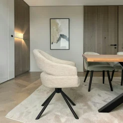 Fauteuil de table pivotant crème à dos ouvert (lot de 2) IENA