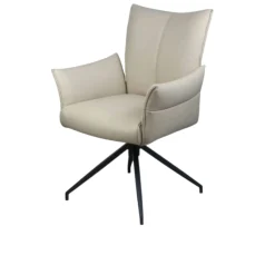 Fauteuil de table pivotant cuir ivoire (lot de 2) LOMBARDIE