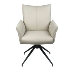 Fauteuil de table pivotant cuir ivoire (lot de 2) LOMBARDIE