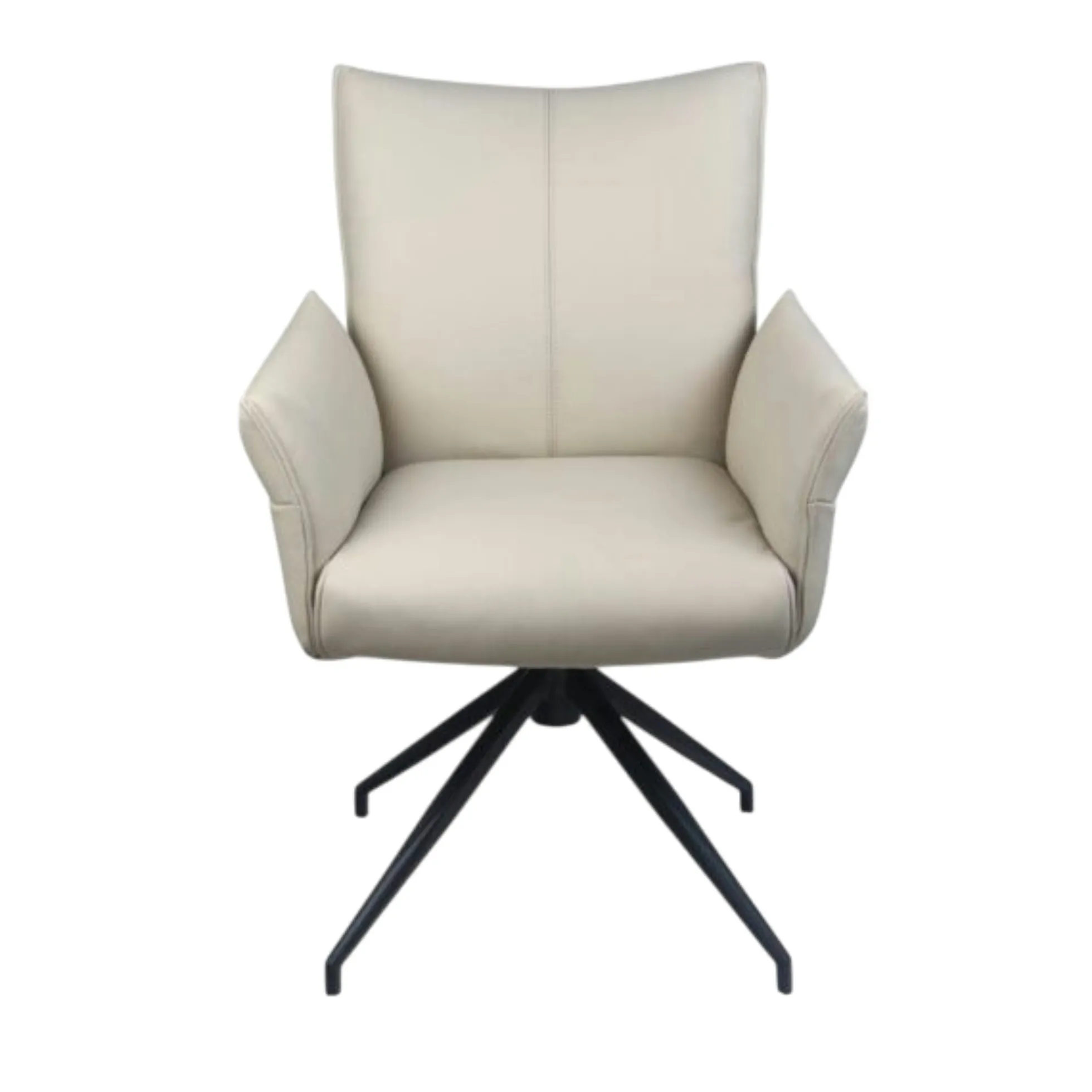 Fauteuil de table pivotant cuir ivoire (lot de 2) LOMBARDIE