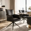 Fauteuil de table pivotant cuir noir (x2) LOMBARDIE