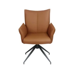 Fauteuil de table pivotant cuir cognac (x2) LOMBARDIE