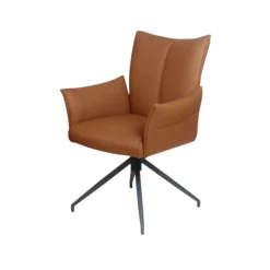 Fauteuil de table pivotant cuir cognac (x2) LOMBARDIE