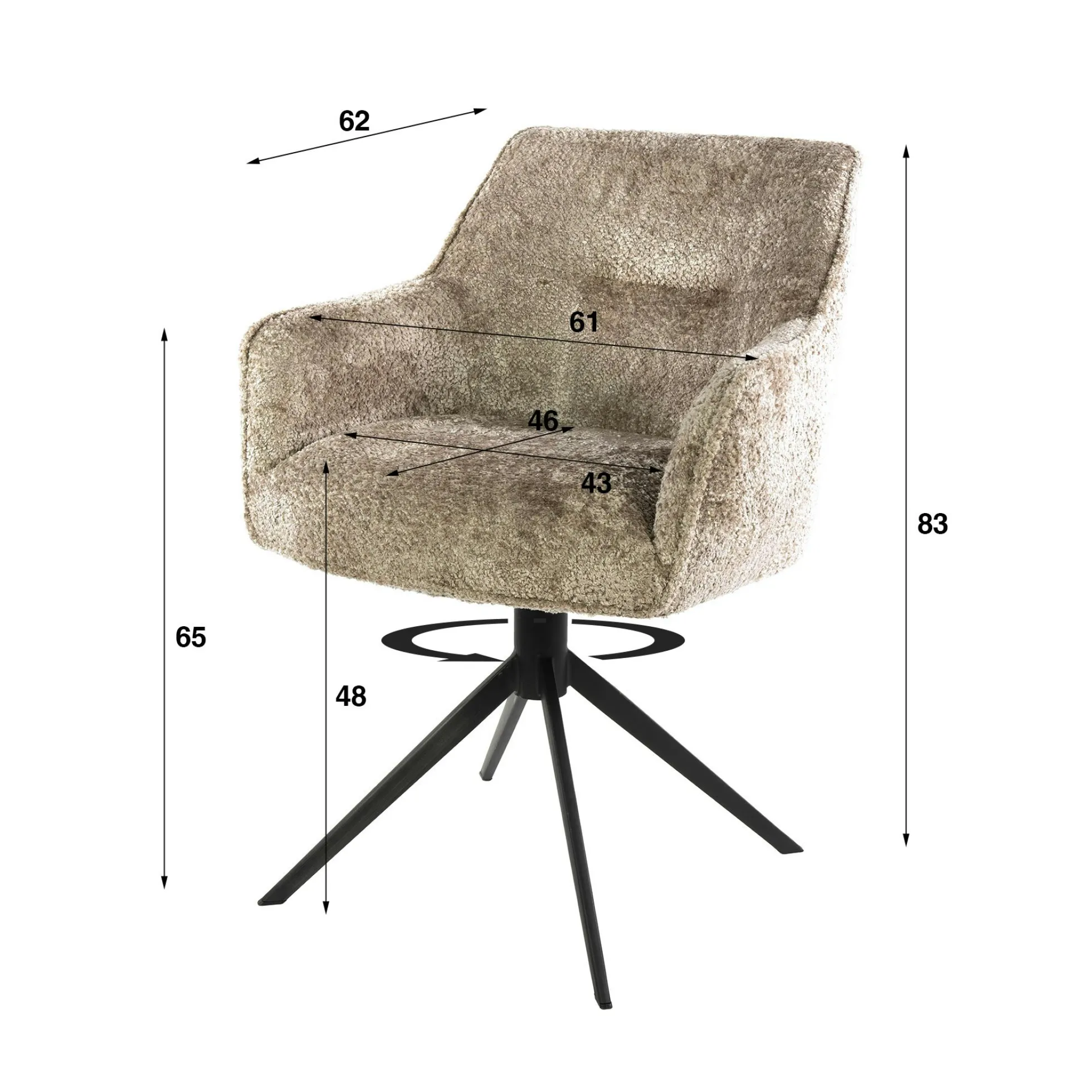 Fauteuil de table pivotant en bouclette douce sable (x2) MELBOURNE