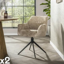 Fauteuil de table pivotant en bouclette douce sable (x2) MELBOURNE