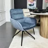 Fauteuil de table pivotant en velours bleu (lot de 2) PALERME