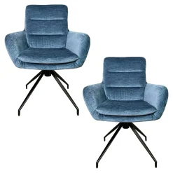 Fauteuil de table pivotant en velours bleu (lot de 2) PALERME