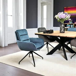 Fauteuil de table pivotant en velours bleu (lot de 2) PALERME
