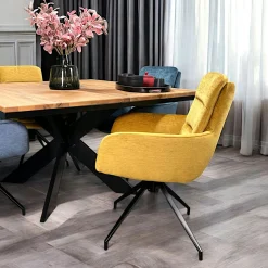 Fauteuil de table pivotant en velours moutarde (lot de 2) PALERME