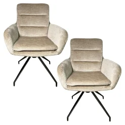 Fauteuil de table pivotant en velours taupe (lot de 2) PALERME