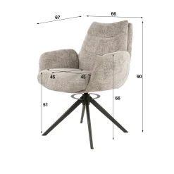 Fauteuil de table pivotant en tissu chenille sable (x2) TAJ