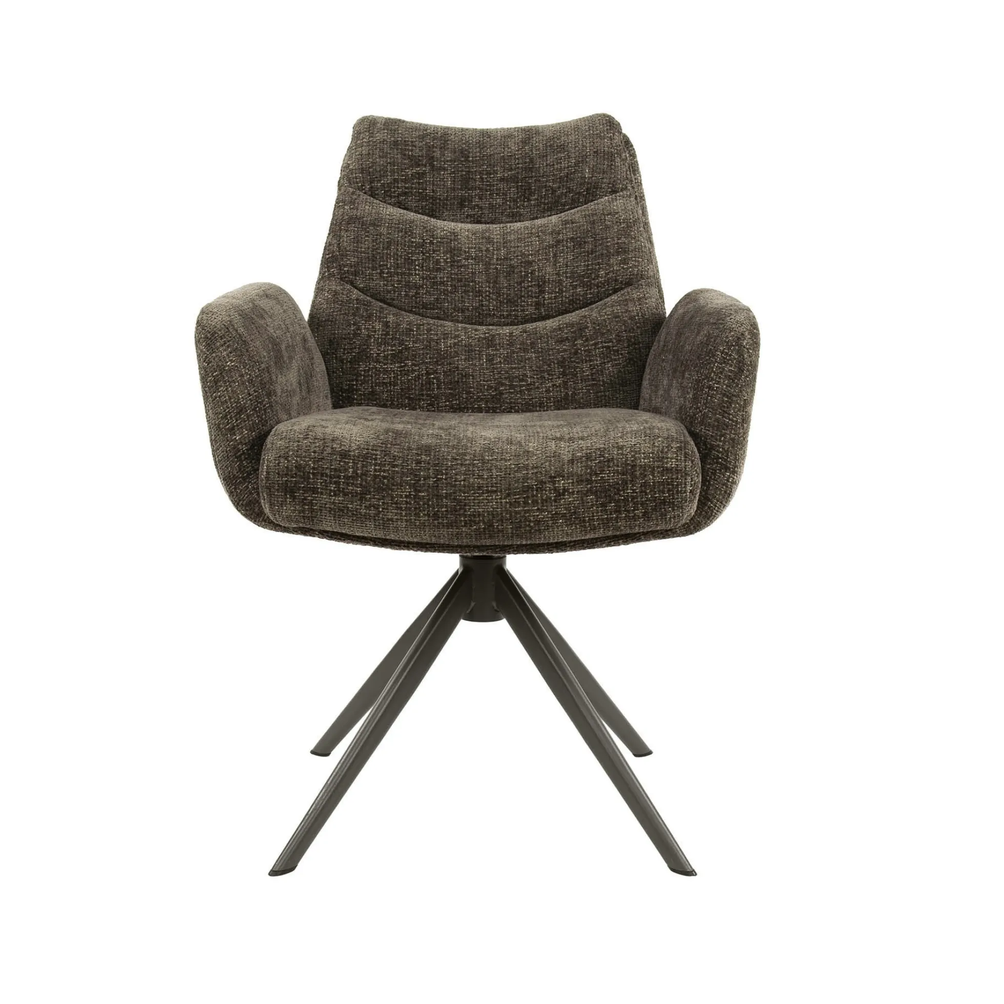 Fauteuil de table pivotant en tissu chenille taupe (x2) TAJ