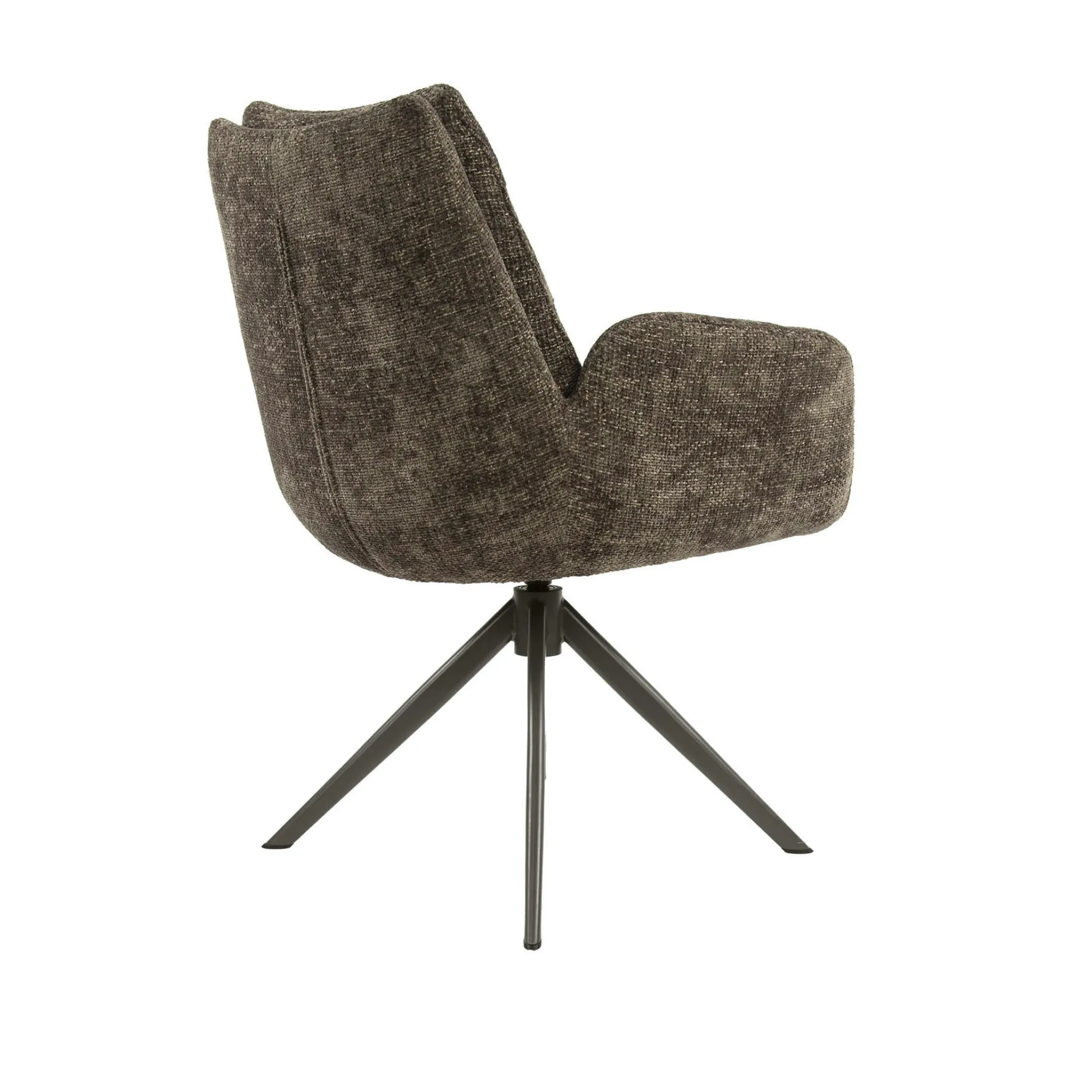 Fauteuil de table pivotant en tissu chenille taupe (x2) TAJ